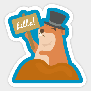 Groundhog Day Out Of Hole To Say Hello Sign Sticker